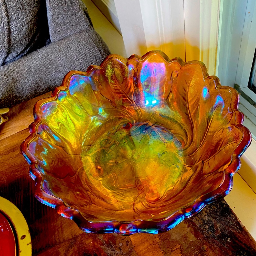 Vintage iridescent glass bowl